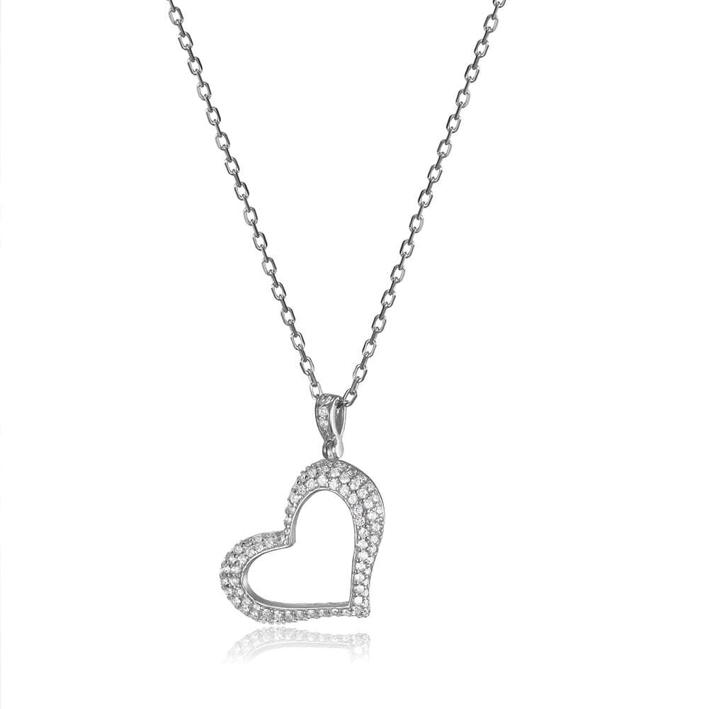 Sparkling Open Heart Pendant Necklace