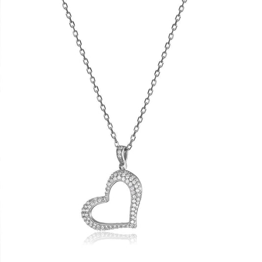 Sparkling Open Heart Pendant Necklace