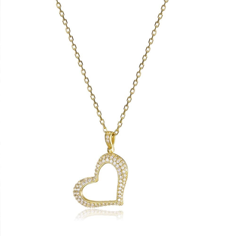 Sparkling Open Heart Pendant Necklace