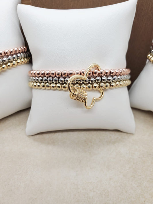 Trio tone beaded bracelet