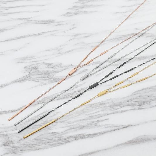 Y Lariat block necklace