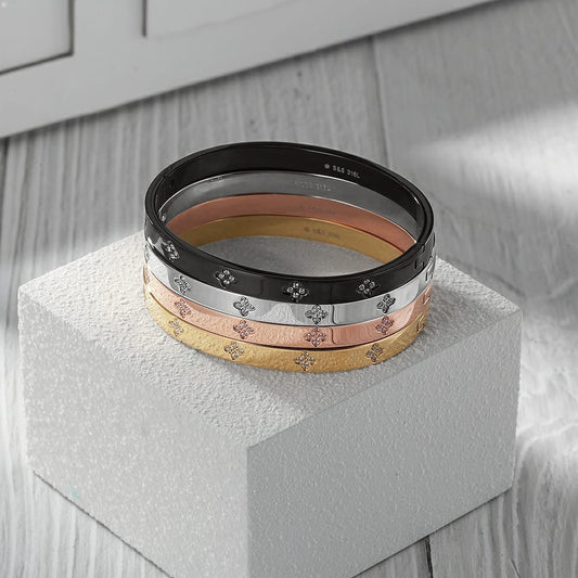 Elegant Stainless Steel Clover Bangle