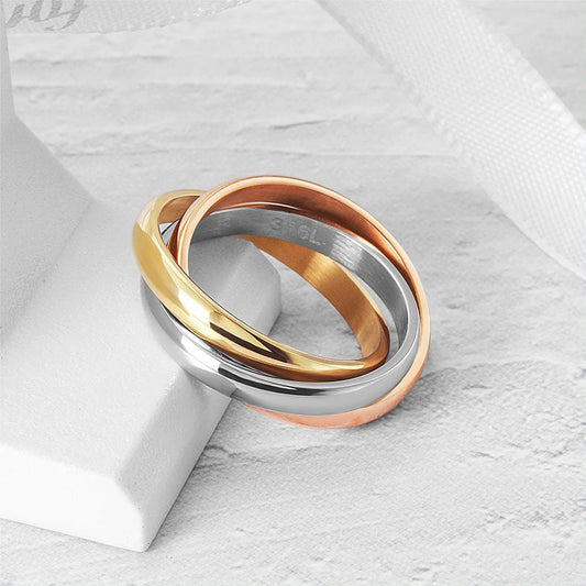 Trinity Stainless Steel Ring – Gold, Silver & Rose Gold