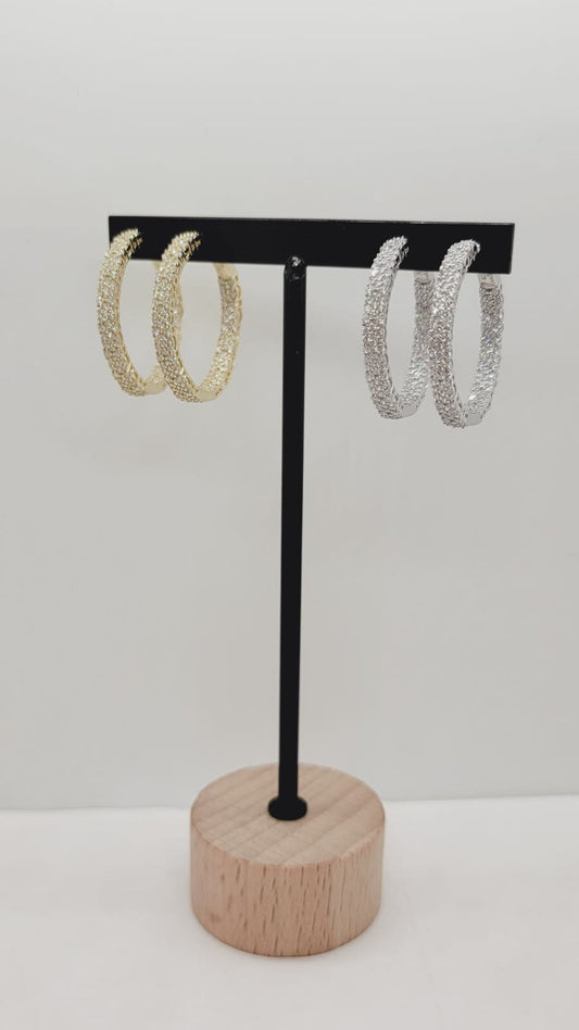 Textured Pavé Hoop Earrings