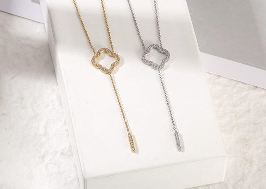 CZ Open Clover necklace