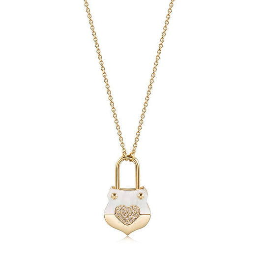 Gold Heart Lock Pendant Necklace