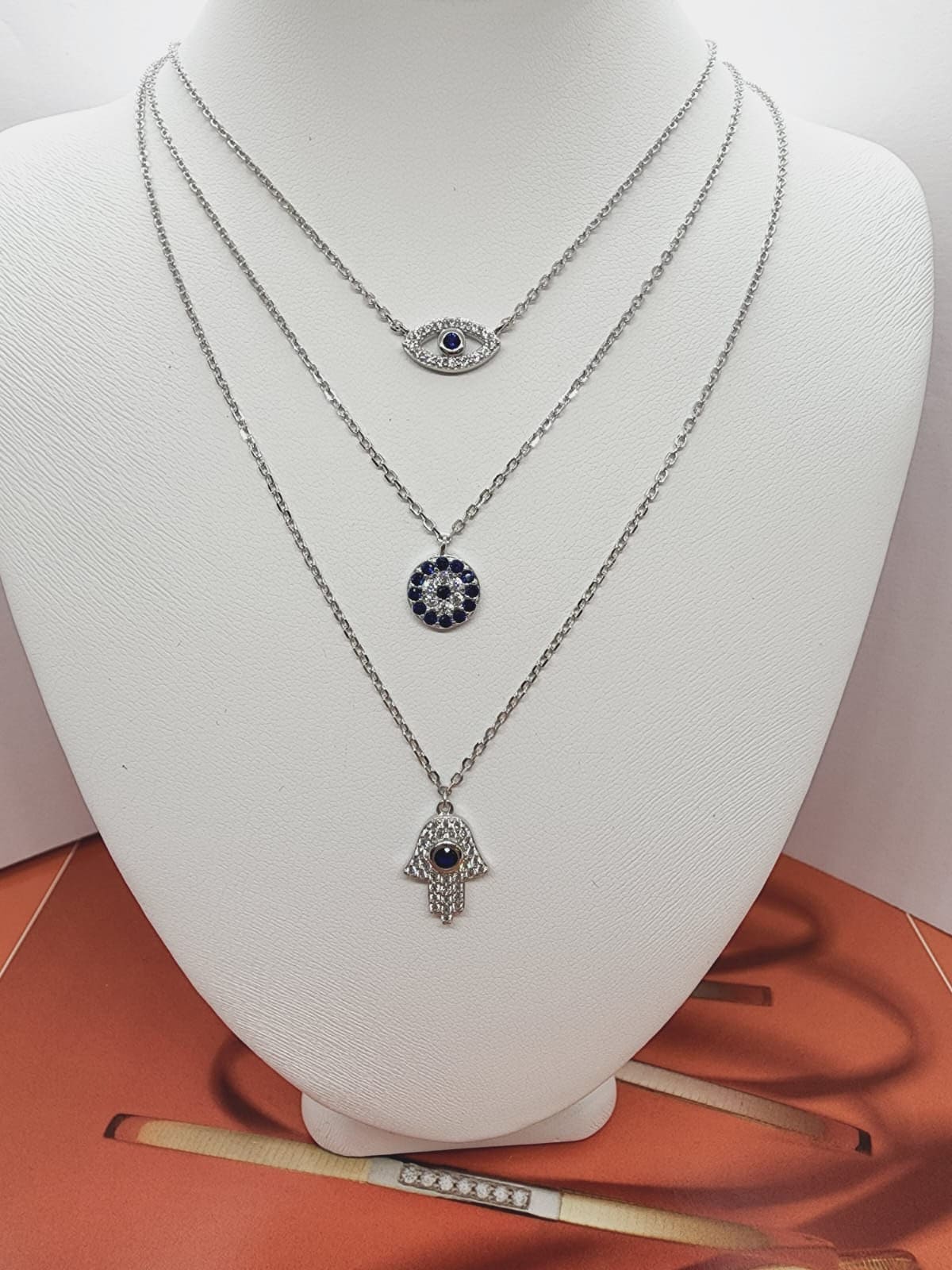 Triple Layer Evil Eye & Hamsa Necklace