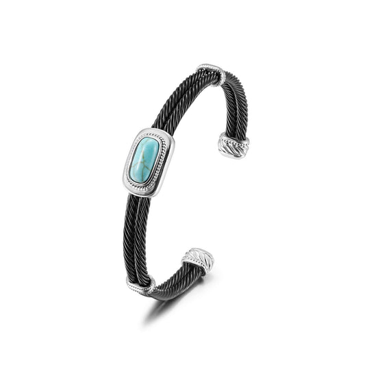 Twisted Cable Cuff with Turquoise Accent