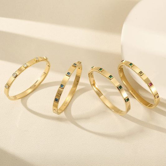 Gemstone Accent Gold Bangle Bracelet