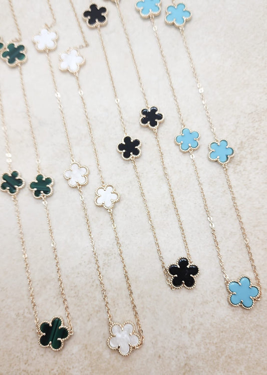 Clover Charm Enamel Necklace – Gold Chain
