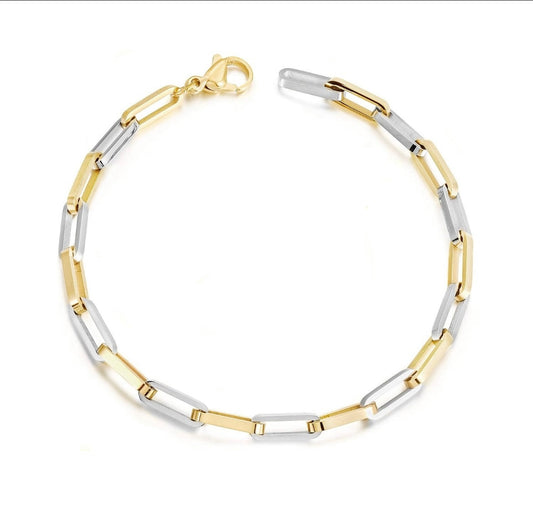 Two tone link chain bracelet