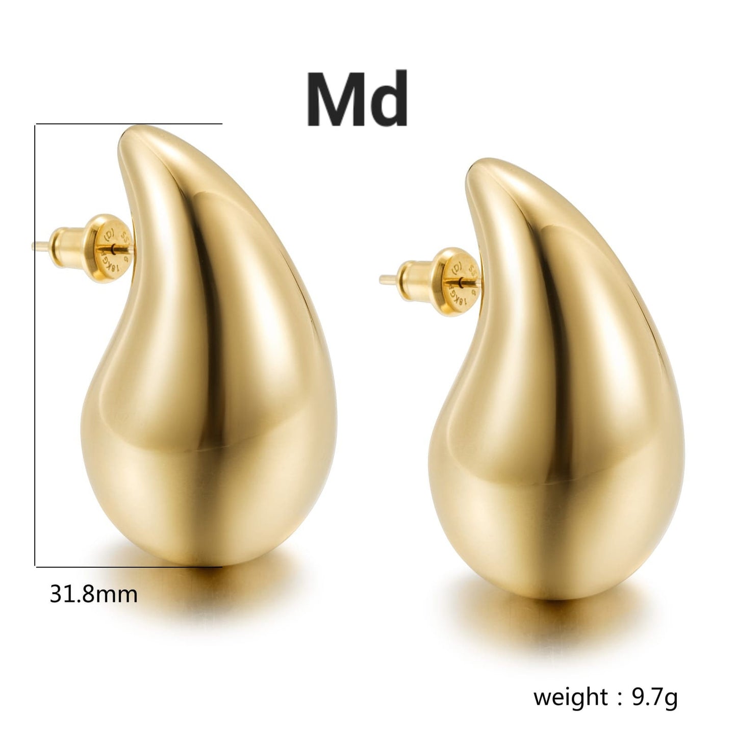 Sculpted Teardrop Stud Earrings – Polished Gold