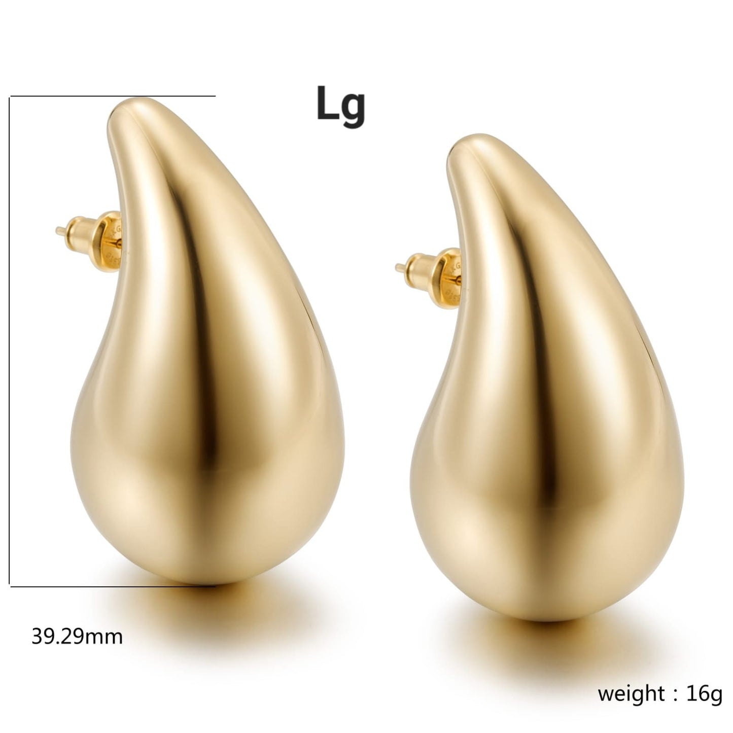Sculpted Teardrop Stud Earrings – Polished Gold