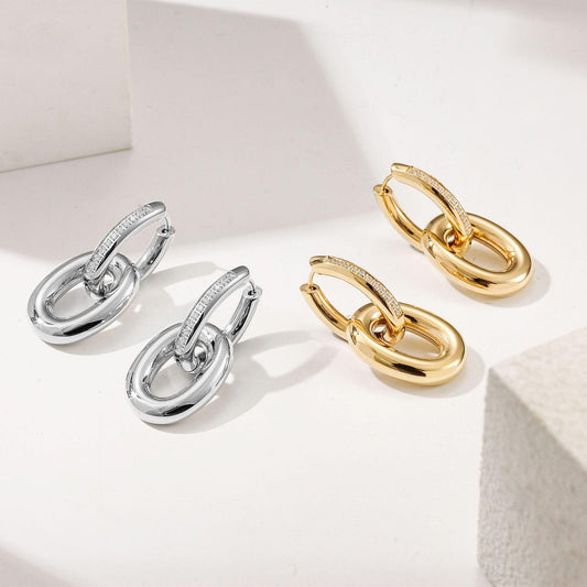 Oval Link Hoop Earrings