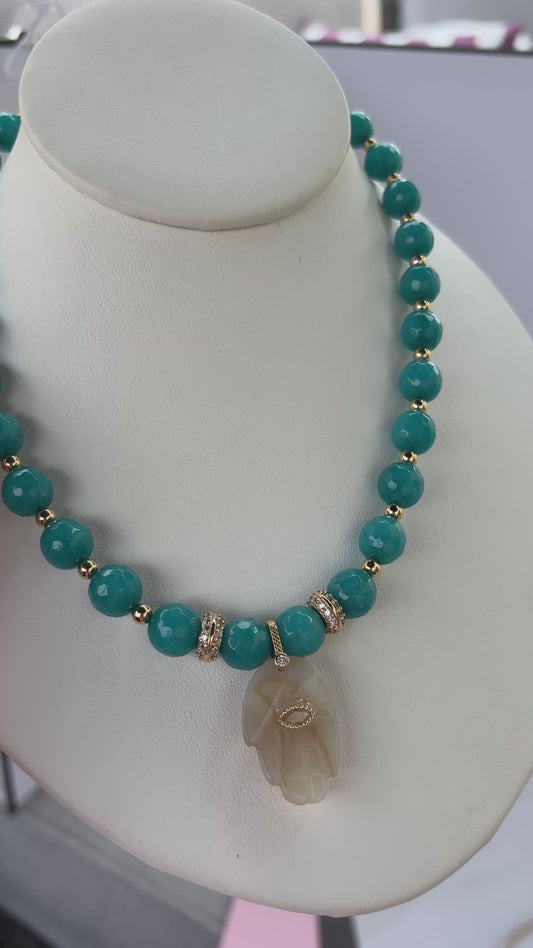 Serenity Amazonite Chalcedony Hamsa